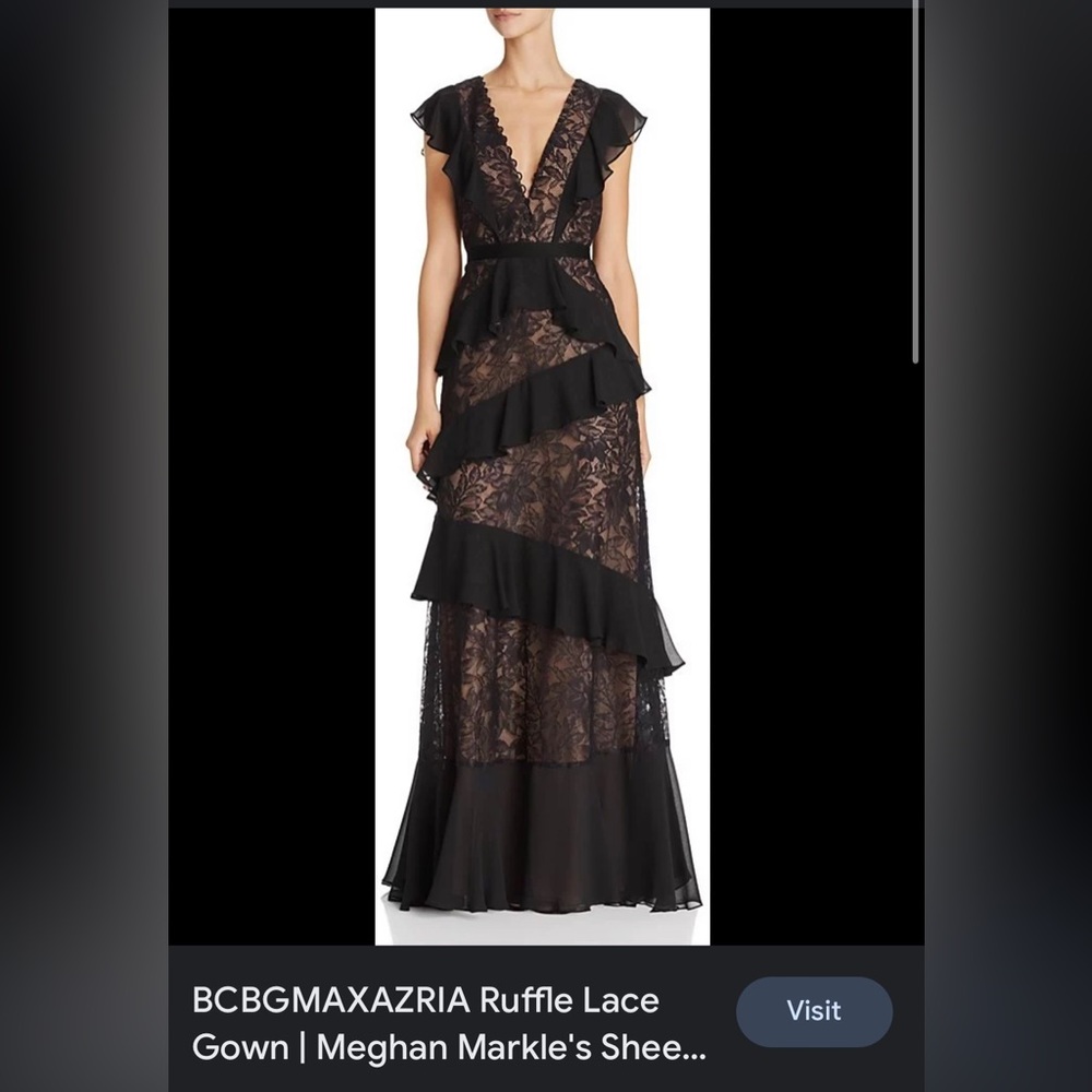 BCBG Maxazria Black Ruffle and Lace Dress